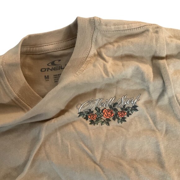 ONeill Surf girls Beige Rose floral Graphic Long Sleeve Crop Top M 10-12 - Picture 5 of 7